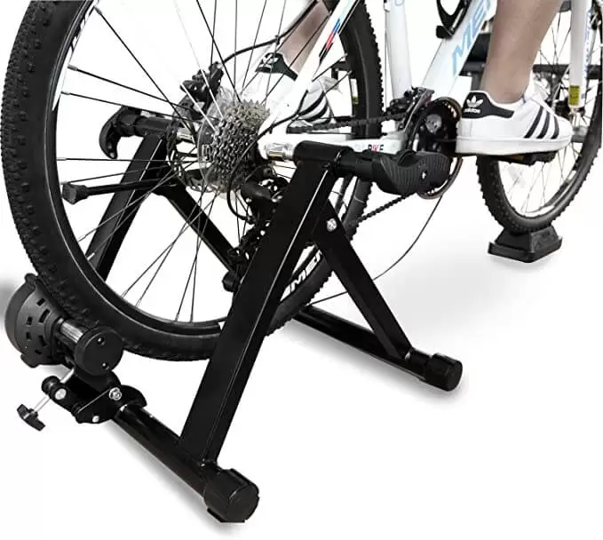 BalanceFrom Bike Trainer Stand Steel Bicycle Exercise Magnetic Stand with Front Wheel Riser Block, Black